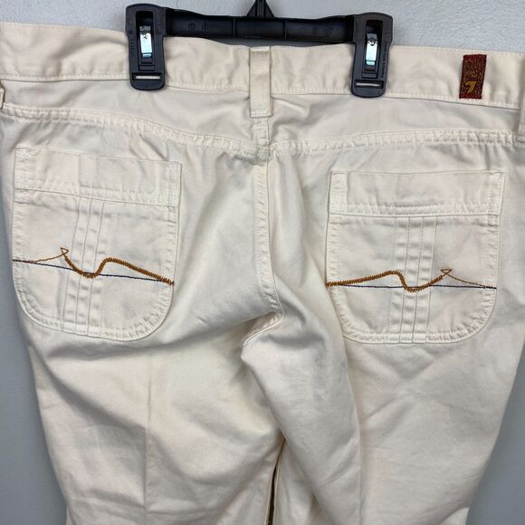 7 For‎ All Mankind Jeans Women's 31 White U112068U-068U Made In USA Embroidered - Picture 4 of 12